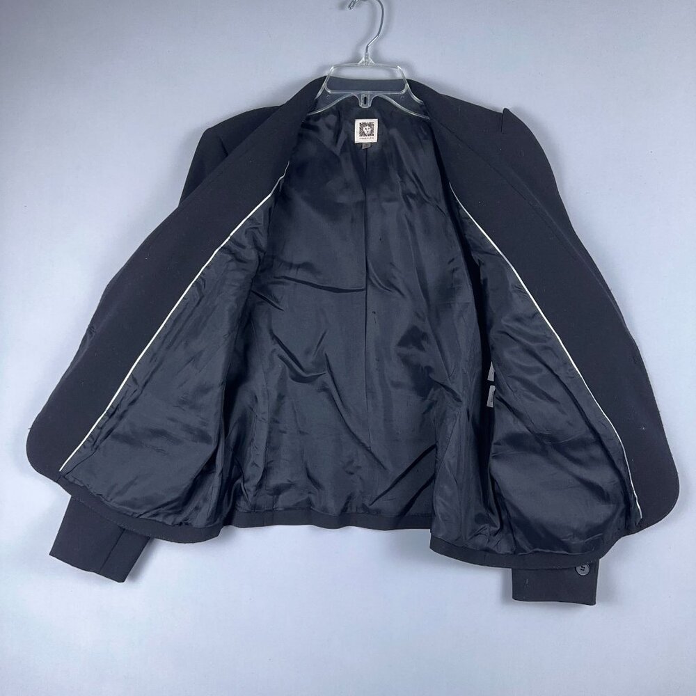 Anne Klein Blazer Coat Womens Size 16 Single Breasted Front Pockets Black